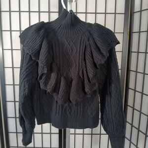 FALL RUFFLE WINTER Women's Pullover L/S Sweater Casual Mock Neck